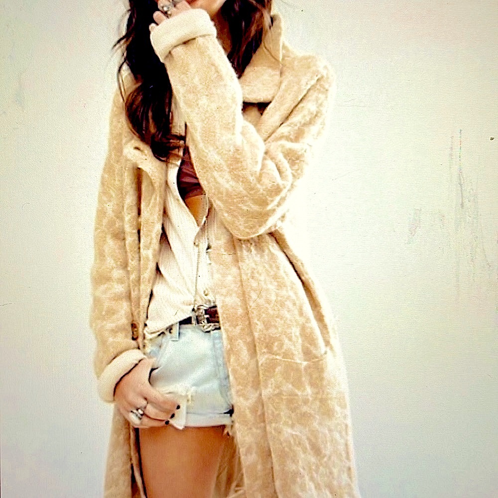 Free People Wild Thing Knit Coat In Beige.